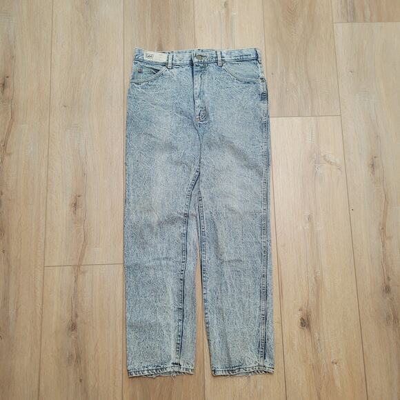 Vintage 80s Lee Riders 34x30 True to Size USA Made 12" Rise Acid Wash Talon Zip - Picture 1 of 10